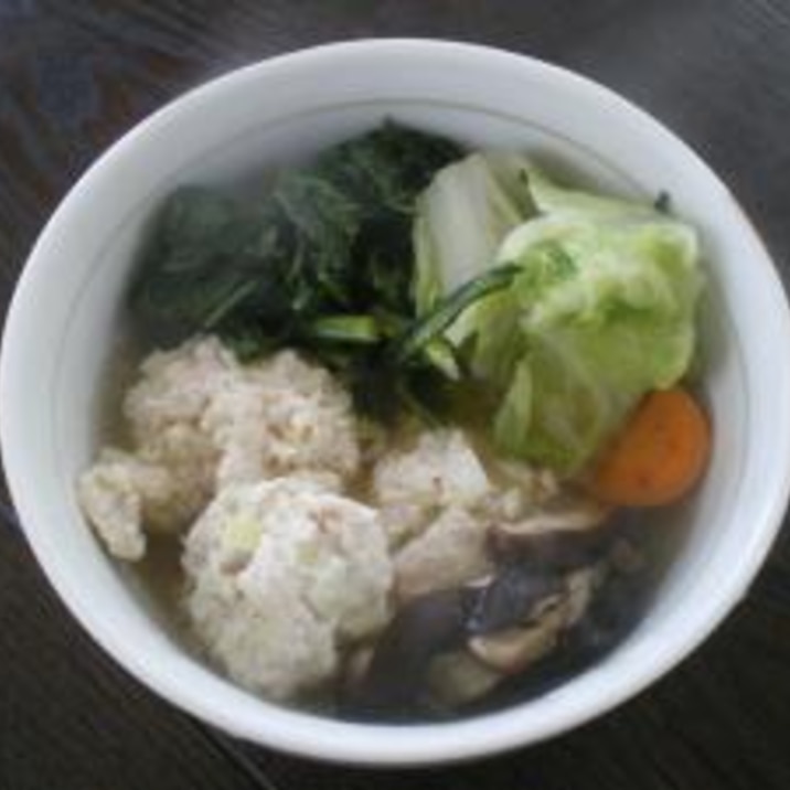 鶏肉団子と春菊のスープ
